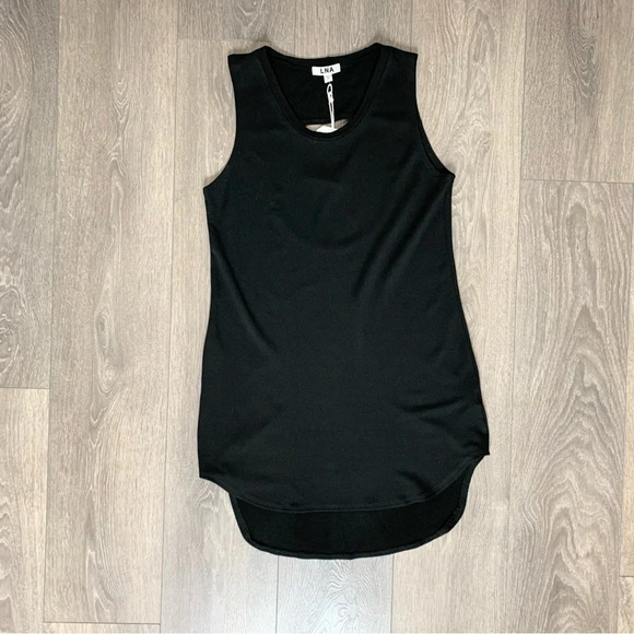 Revolve LNA Cardiff Dress Cut out High Low Hem T-Shirt Asymmetrical hem Black XS - Picture 2 of 16